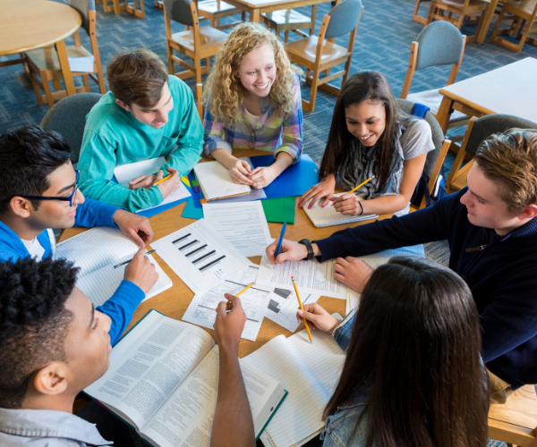 group of high school senior studying for the ACT college educational savings