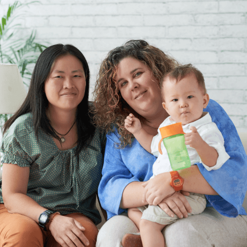 bi-racial lesbian family with baby